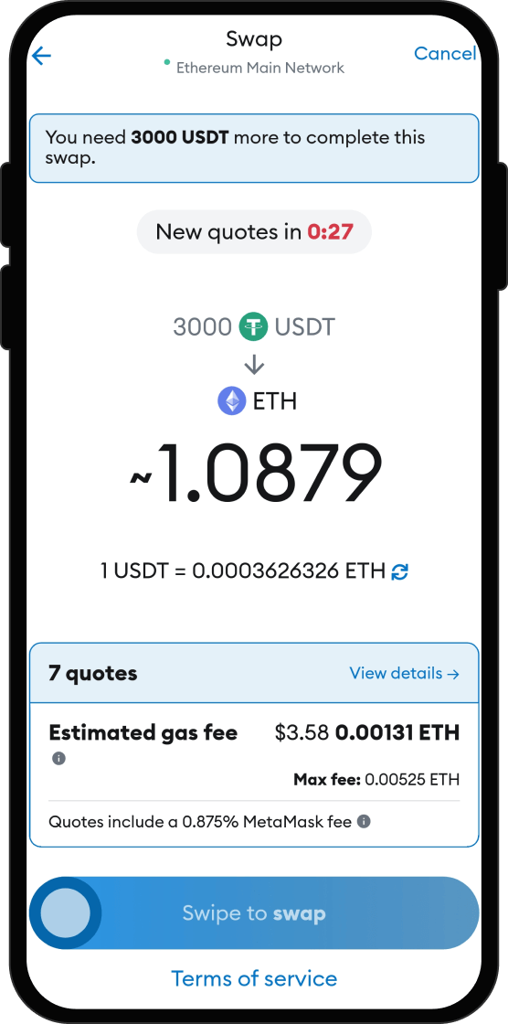 Swap Your USDT for Wrapped Beacon ETH